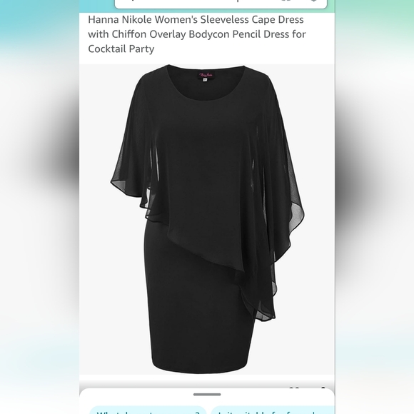 NWT Hanna Nikole Women's Black Formal Evening Dress Sleeveless Cape Size 20W - Picture 11 of 11